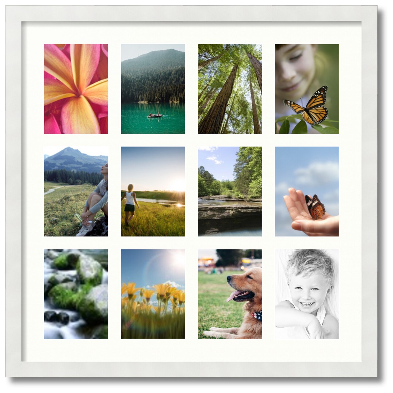ArtToFrames Collage Photo Picture Frame with 12 - 5x7 inch Openings, Framed in White with Over 62 Mat Color Options and Plexi Glass (CSM-3966-229)